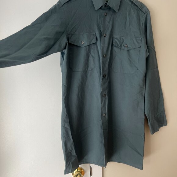 Vintage Lutteurs Long Military Workwear Shirt Size 40/62 Swiss Army Minimalist - Picture 9 of 12